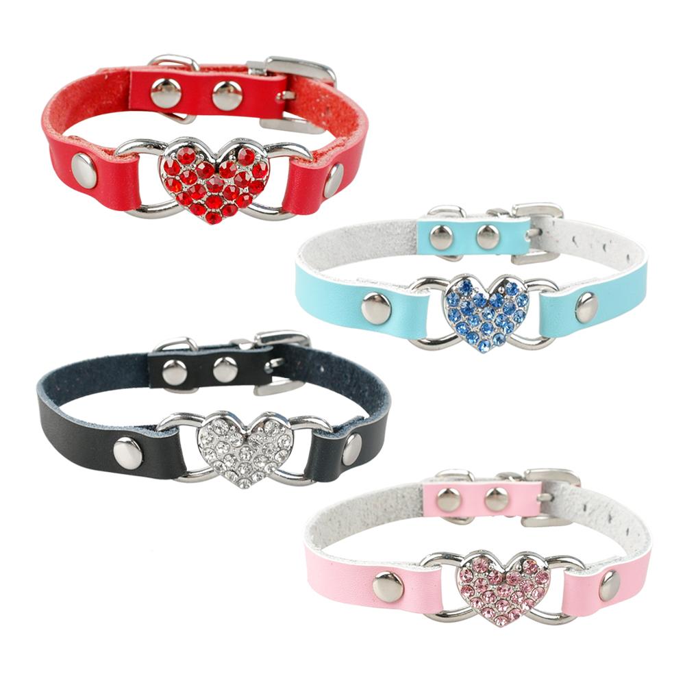 Love Heart Crystal Bling Pets Collars