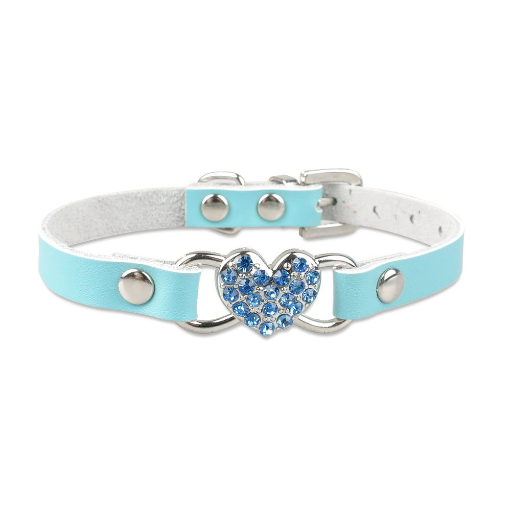 Love Heart Crystal Bling Pets Collars