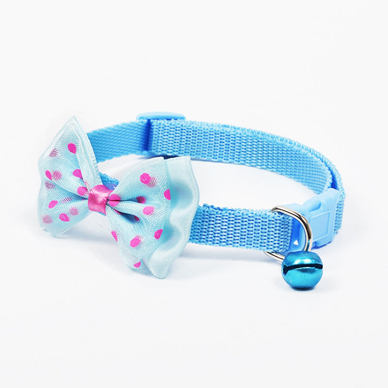 Polka Dots Bowknot & Bells Pet Collar
