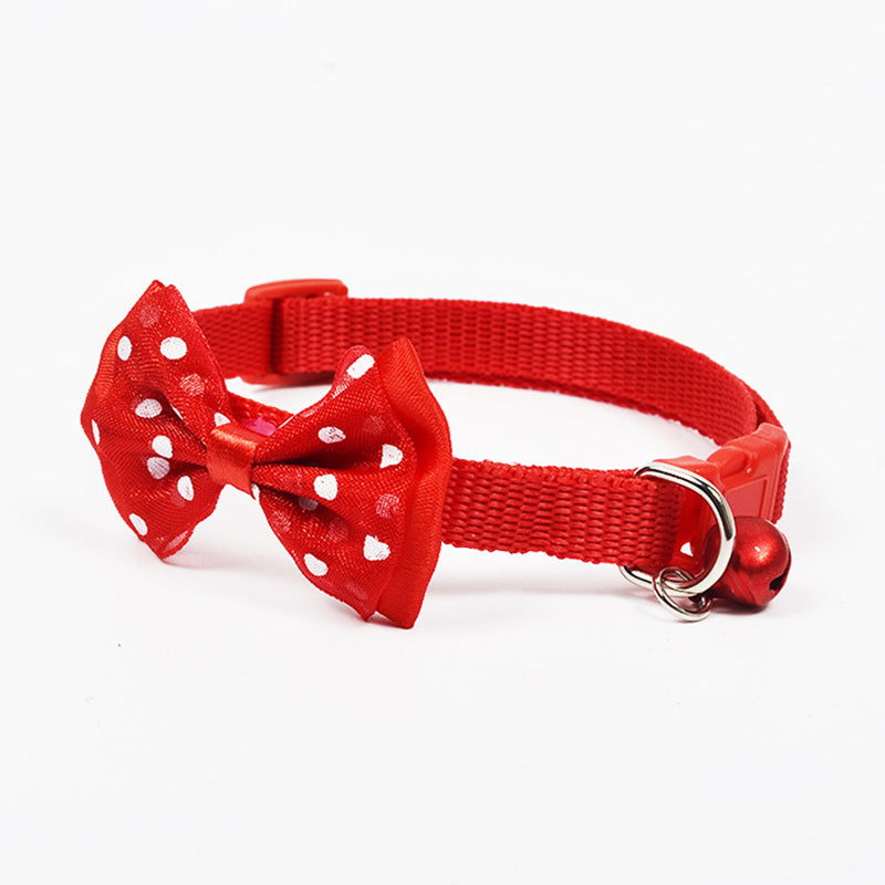 Polka Dots Bowknot & Bells Pet Collar