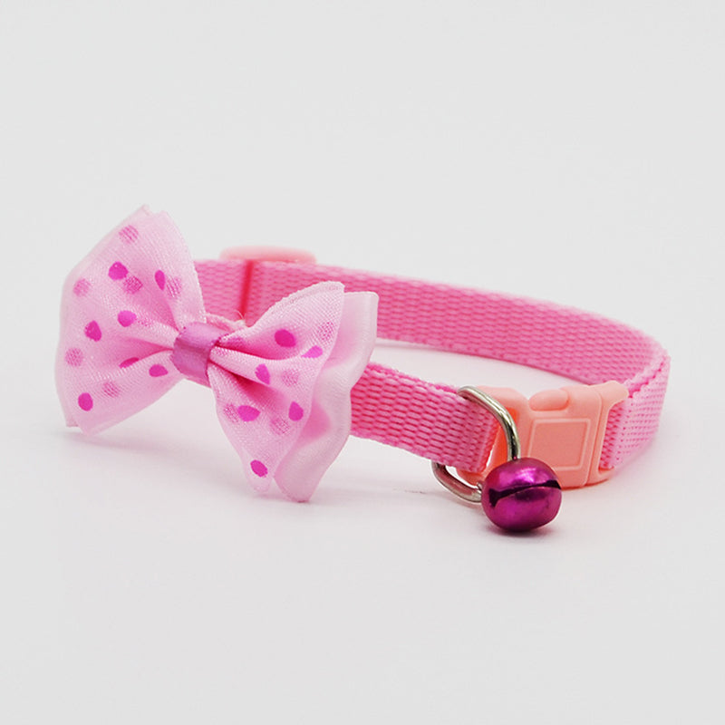 Polka Dots Bowknot & Bells Pet Collar