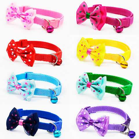 Polka Dots Bowknot & Bells Pet Collar