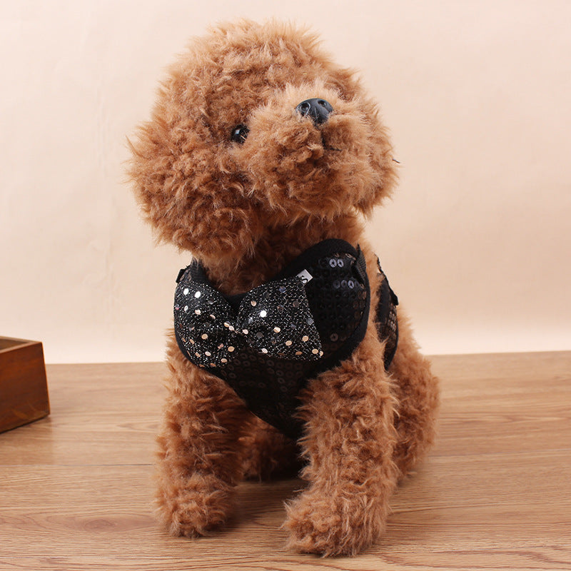 Dazzling Sequined Bowtie Dog Harness