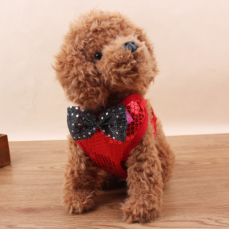 Dazzling Sequined Bowtie Dog Harness