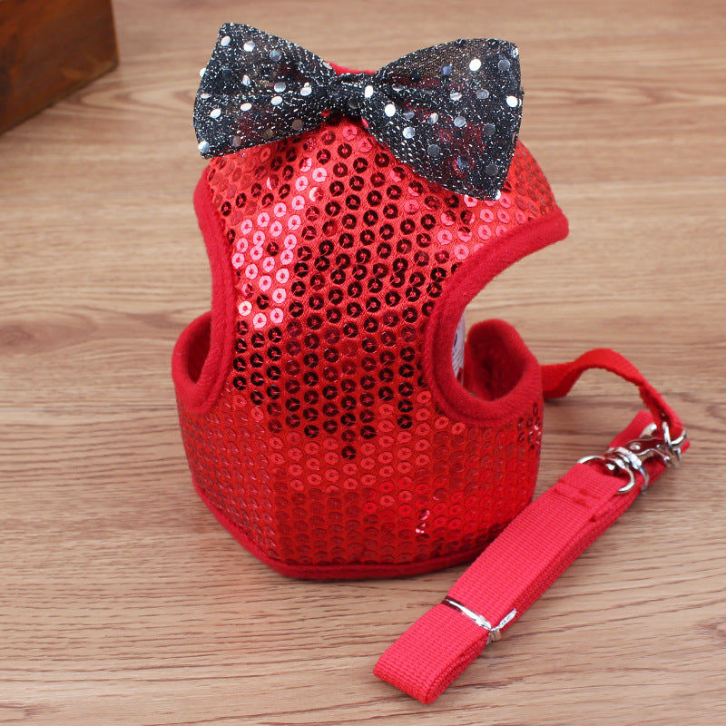 Dazzling Sequined Bowtie Dog Harness