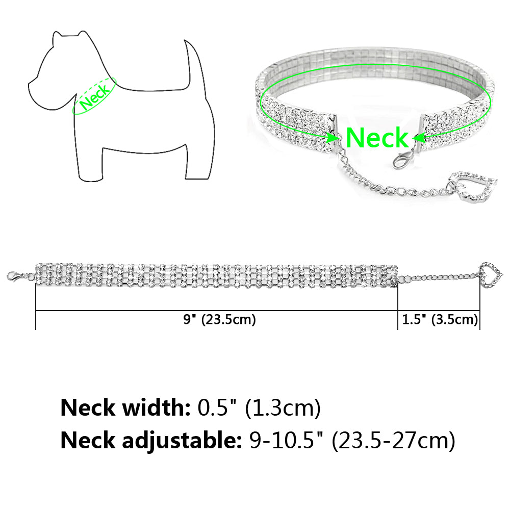 Crystal Heart Charm Pendant Pet Collar