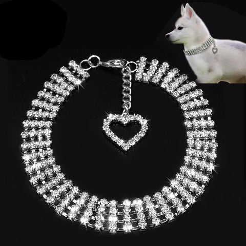 Crystal Heart Charm Pendant Pet Collar