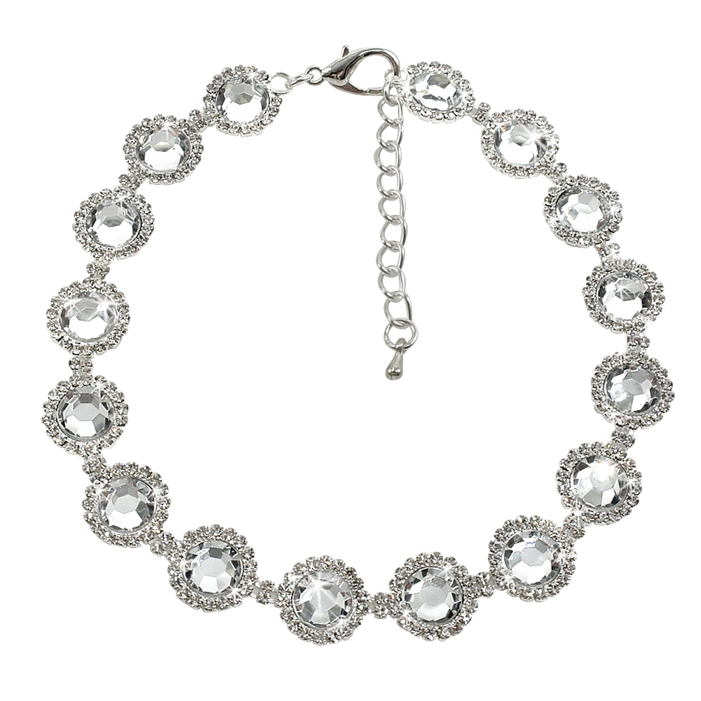 Rhinestones & Pear Pet Necklace