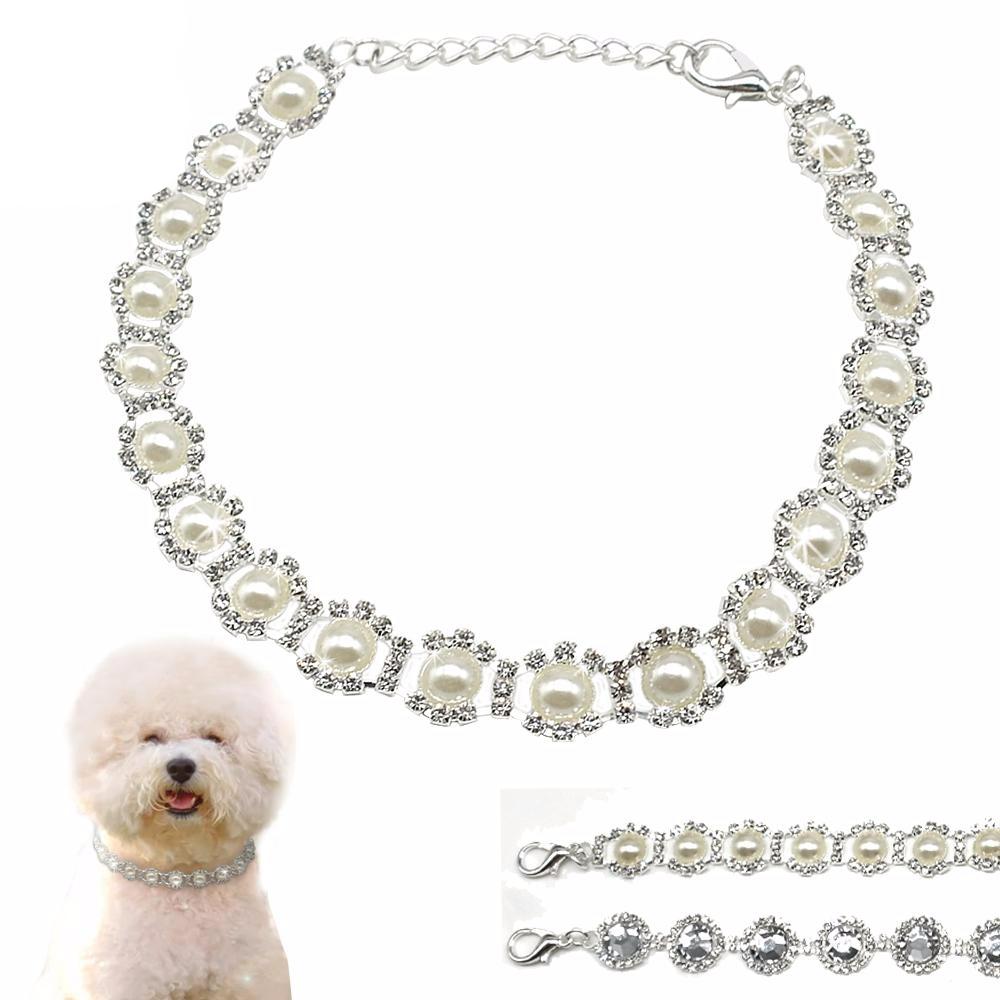 Rhinestones & Pear Pet Necklace