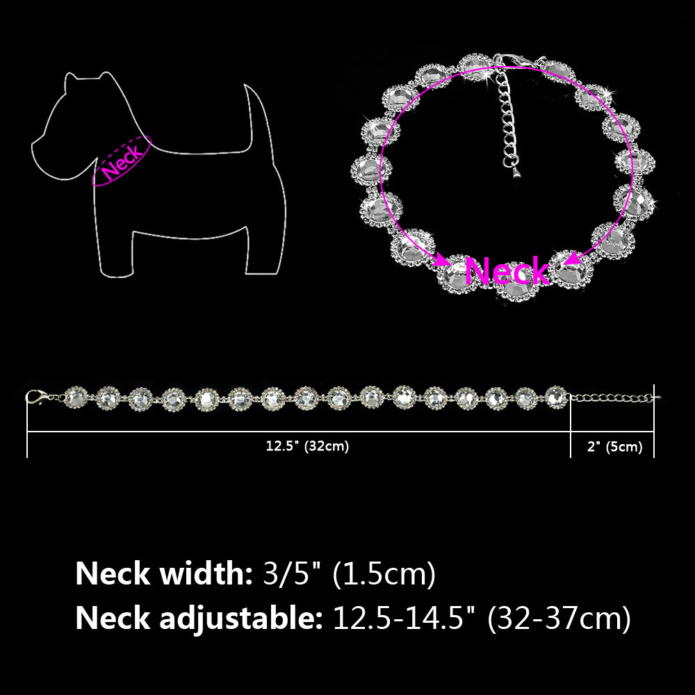 Rhinestones & Pear Pet Necklace