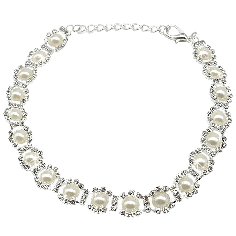 Rhinestones & Pear Pet Necklace