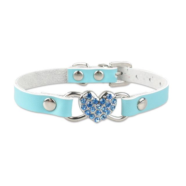 Love Heart Crystal Bling Pets Collars