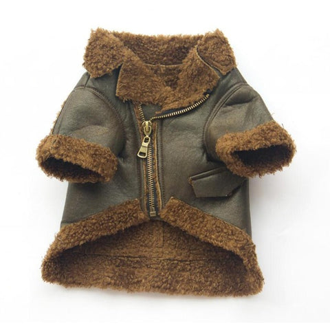 Pet Leather Zipper Jacket
