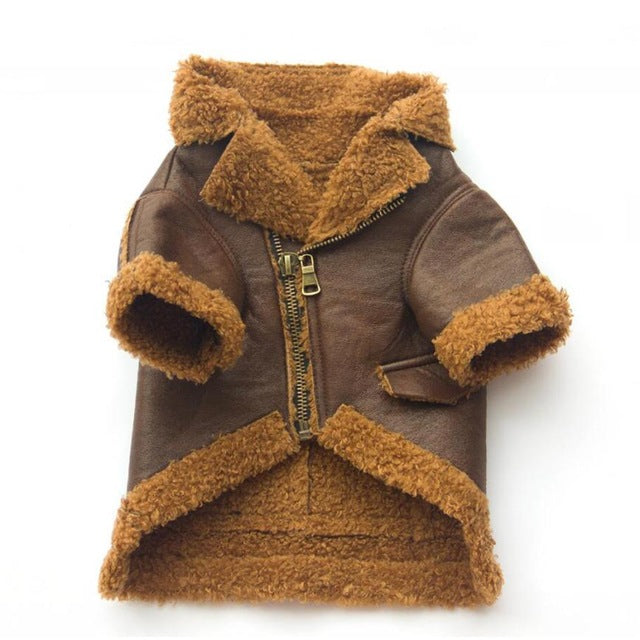 Pet Leather Zipper Jacket