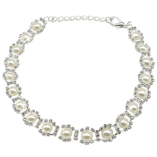 Rhinestones & Pear Pet Necklace