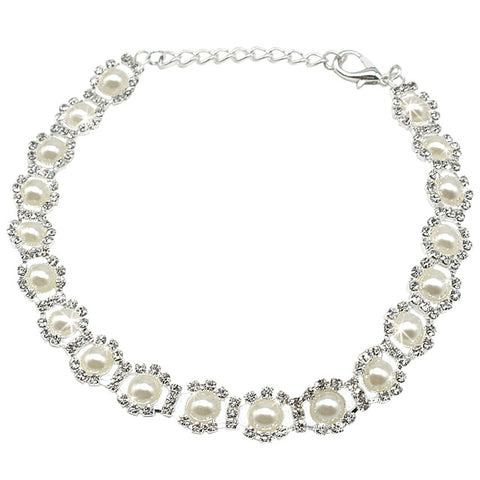 Rhinestones & Pear Pet Necklace