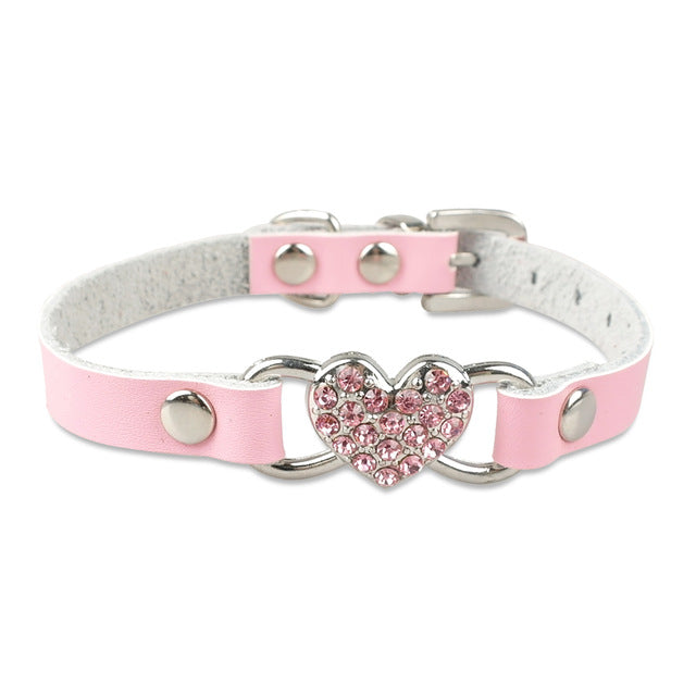 Love Heart Crystal Bling Pets Collars