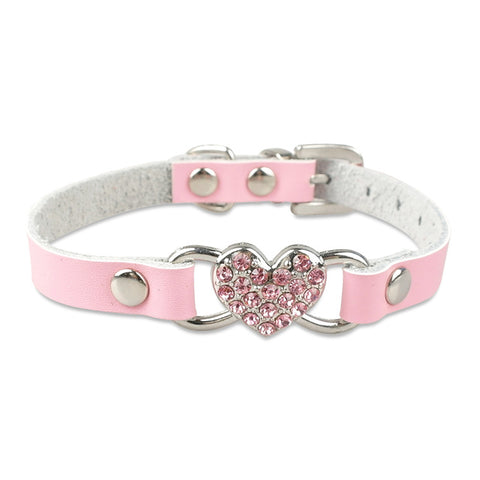 Love Heart Crystal Bling Pets Collars