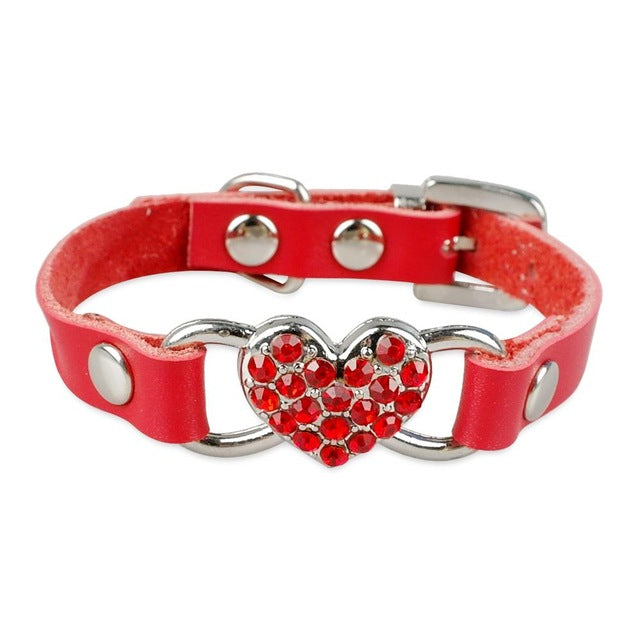 Love Heart Crystal Bling Pets Collars