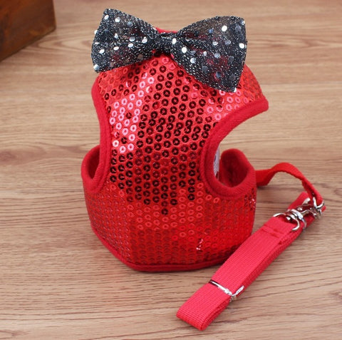 Dazzling Sequined Bowtie Dog Harness