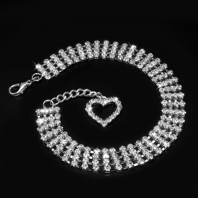 Crystal Heart Charm Pendant Pet Collar