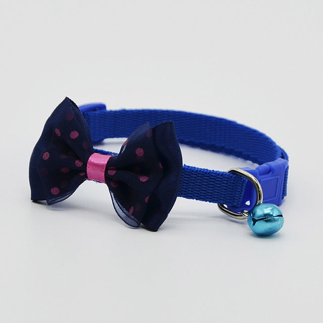 Polka Dots Bowknot & Bells Pet Collar