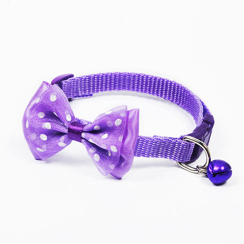 Polka Dots Bowknot & Bells Pet Collar