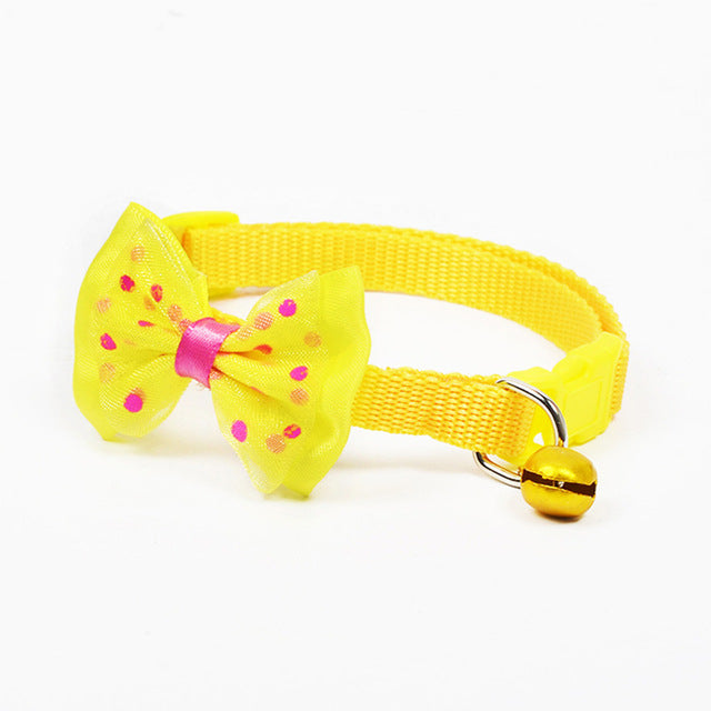 Polka Dots Bowknot & Bells Pet Collar